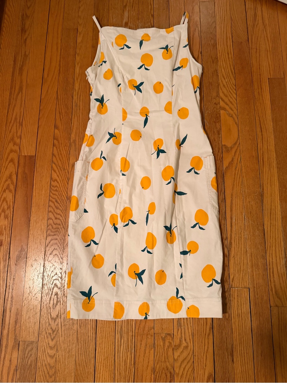 Anthropologie White Sundress with Yellow Orange Print